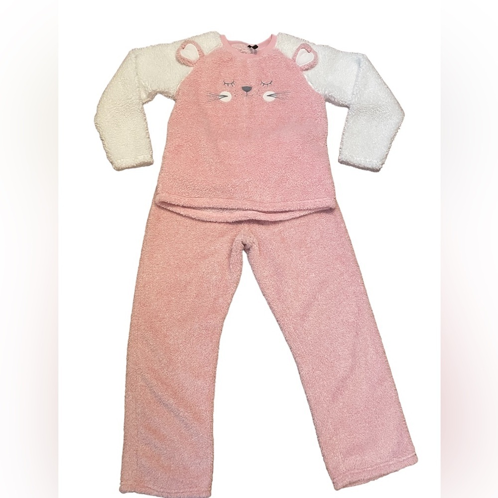 Jaclyn Intimates 2 piece fleece pink pj's,‎ animal motif